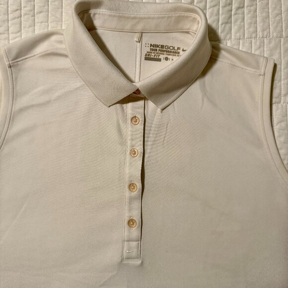 TWO Nike Women's Tour Performance Dri-Fit Sleeveless Golf Shirts, Black & White - Picture 8 of 9